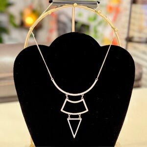 abstract Cat Silver Geometric Necklace